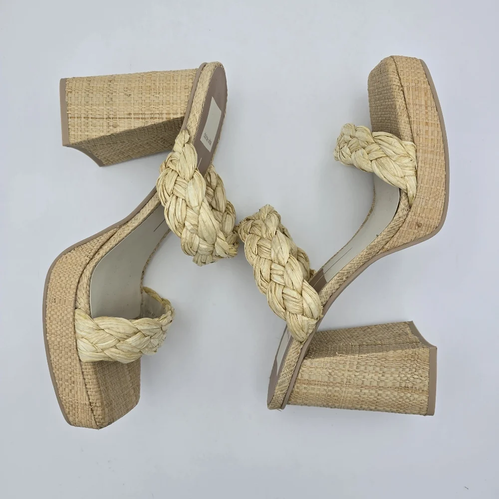 Dolce Vita Braided Natural Raffia Platform Sandal - Picture 14 of 14